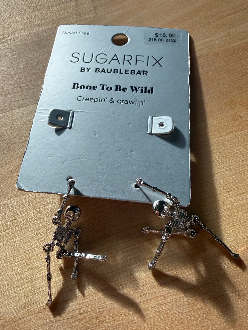NWT Spooky Dangly Skeleton Earrings for Halloween / Fall - Silver - Sugarfix